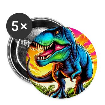 Dinosaurier - Buttons groß 56 mm (5er Pack) - Weiß - Vorne
