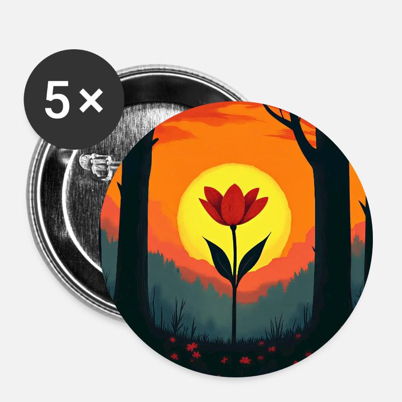 Sun rose in the forest - Buttons large 2.2''/56 mm (5-pack) - white