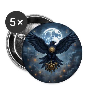 Siderischer Rabe mit Lunar Rudder - Buttons groß 56 mm (5er Pack) - Weiß - Vorne