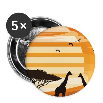 Safari Sunset Giraffe Africa Landschaftsshirt - Buttons groß 56 mm (5er Pack) - Weiß - Vorne