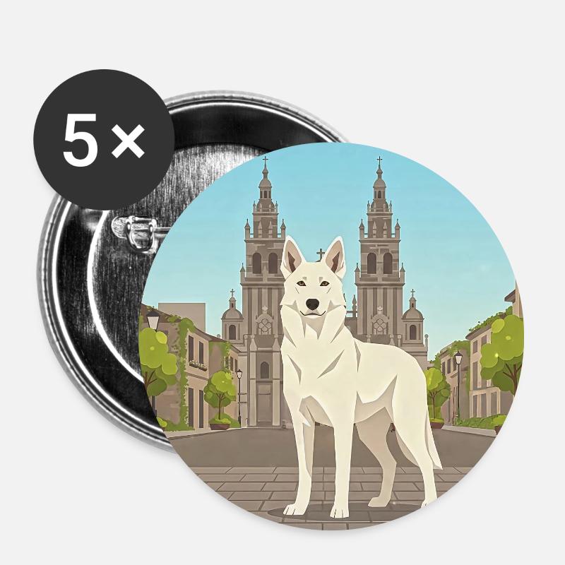 Can de Palleiro Peregrino - Buttons large 2.2''/56 mm (5-pack) - white