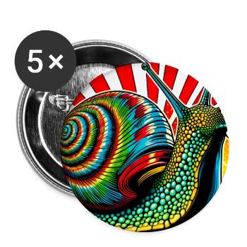Schnecke - Buttons groß 56 mm (5er Pack) - Weiß - Vorne