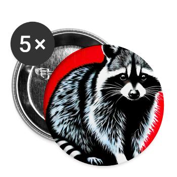 Raton laveur - Lot de 5 grands badges (56 mm) - blanc - Devant
