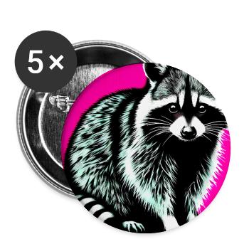 Raccoon - Buttons large 2.2''/56 mm (5-pack) - white - Front