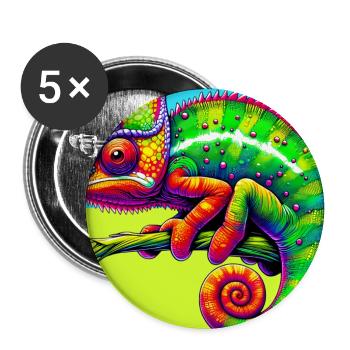 Chamäleon - Buttons groß 56 mm (5er Pack) - Weiß - Vorne