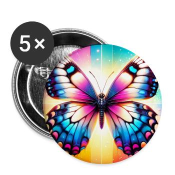 Schmetterling - Buttons groß 56 mm (5er Pack) - Weiß - Vorne