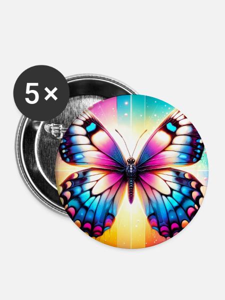 Schmetterling - Buttons groß 56 mm (5er Pack) - Weiß