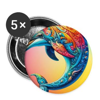 dauphin - Lot de 5 grands badges (56 mm) - blanc - Devant
