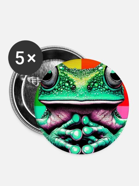 Frosch - Buttons groß 56 mm (5er Pack) - Weiß