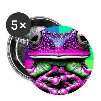 Frosch - Buttons groß 56 mm (5er Pack) - Weiß - Vorne