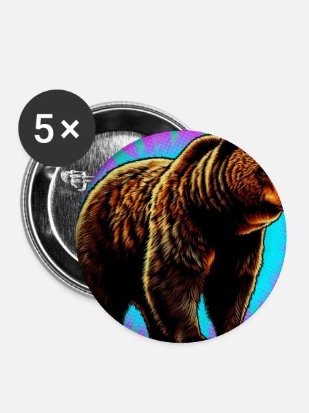 Bär - Buttons groß 56 mm (5er Pack) - Weiß