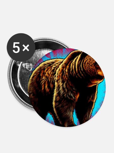 Bär - Buttons groß 56 mm (5er Pack) - Weiß