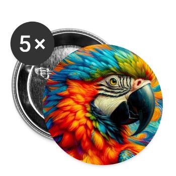 perroquet - Lot de 5 grands badges (56 mm) - blanc - Devant