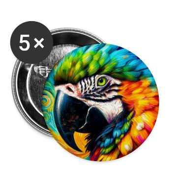 perroquet - Lot de 5 grands badges (56 mm) - blanc - Devant