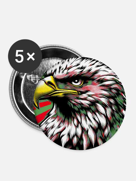 Adler - Buttons groß 56 mm (5er Pack) - Weiß