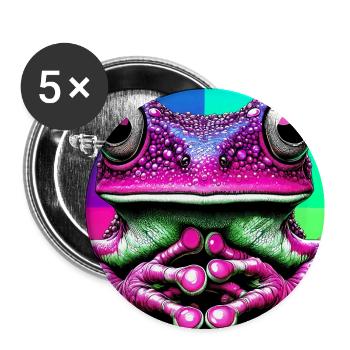 Frosch - Buttons groß 56 mm (5er Pack) - Weiß - Vorne