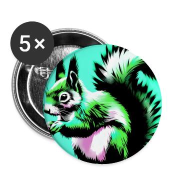 écureuil - Lot de 5 grands badges (56 mm) - blanc - Devant