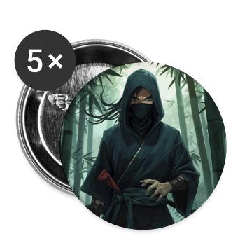Ninja dans la forêt de bambous - Lot de 5 grands badges (56 mm) - blanc - Devant