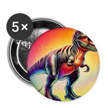 dinosaure - Lot de 5 grands badges (56 mm) - blanc - Devant