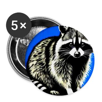 Raton laveur - Lot de 5 grands badges (56 mm) - blanc - Devant