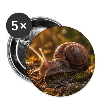 Sunset snail in mossy forest - Buttons large 2.2''/56 mm (5-pack) - white - Front