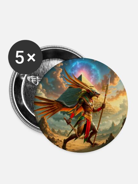 Geflügelter Wächter über der Pyramide - Buttons groß 56 mm (5er Pack) - Weiß