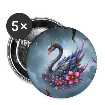 Himmlischer Blumenschwan - Buttons groß 56 mm (5er Pack) - Weiß - Vorne