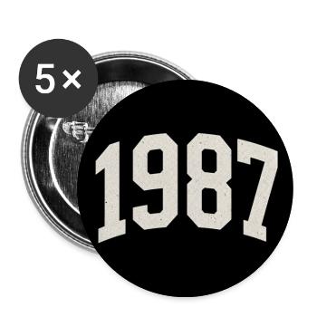 Vintage 1987 – Design rétro minimaliste - Lot de 5 grands badges (56 mm) - blanc - Devant