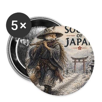 Japanisches Kitsune-Flötendesign - Buttons groß 56 mm (5er Pack) - Weiß - Vorne