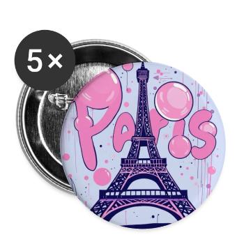 Paris Graffiti at the Eiffel Tower - Flying Gum - Buttons large 2.2''/56 mm (5-pack) - white - Front