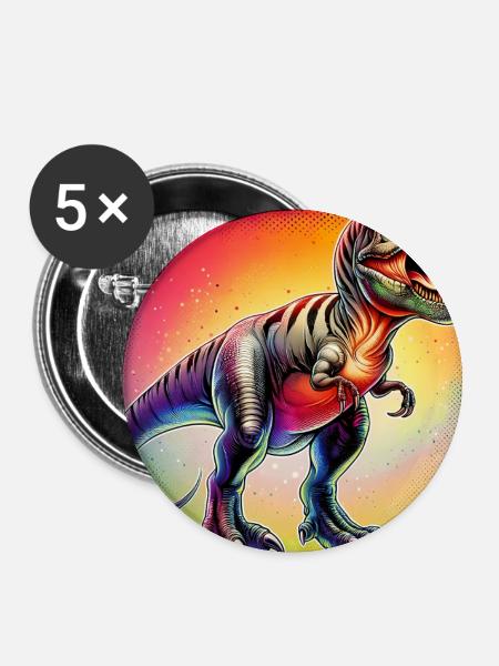 Dinosaurier - Buttons groß 56 mm (5er Pack) - Weiß