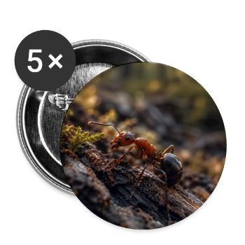 Red ant on Wood Under Moss - Buttons large 2.2''/56 mm (5-pack) - white - Front
