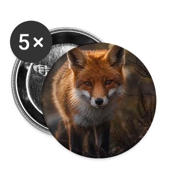 Fuchs in einer Waldlichtung - Buttons groß 56 mm (5er Pack) - Weiß - Vorne