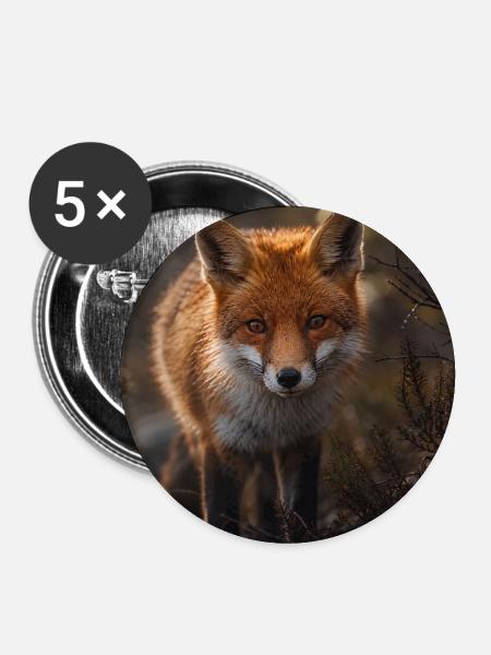 Fuchs in einer Waldlichtung - Buttons groß 56 mm (5er Pack) - Weiß