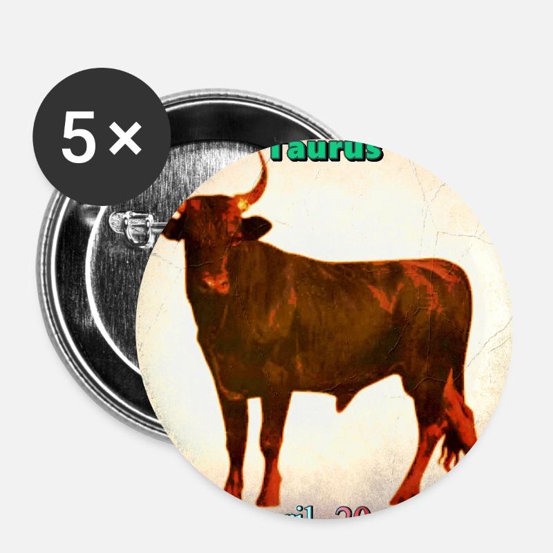 Stier - Buttons groß 56 mm (5er Pack) - Weiß