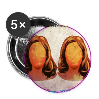 Zwillinge - Buttons groß 56 mm (5er Pack) - Weiß - Vorne