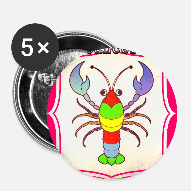 Krebs - Buttons groß 56 mm (5er Pack) - Weiß