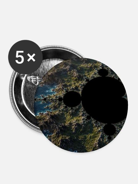 Meeresfraktal über der Küste - Buttons groß 56 mm (5er Pack) - Weiß