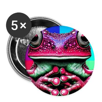 Frosch - Buttons groß 56 mm (5er Pack) - Weiß - Vorne