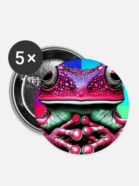 Frosch - Buttons groß 56 mm (5er Pack) - Weiß
