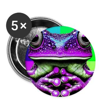 Frosch - Buttons groß 56 mm (5er Pack) - Weiß - Vorne