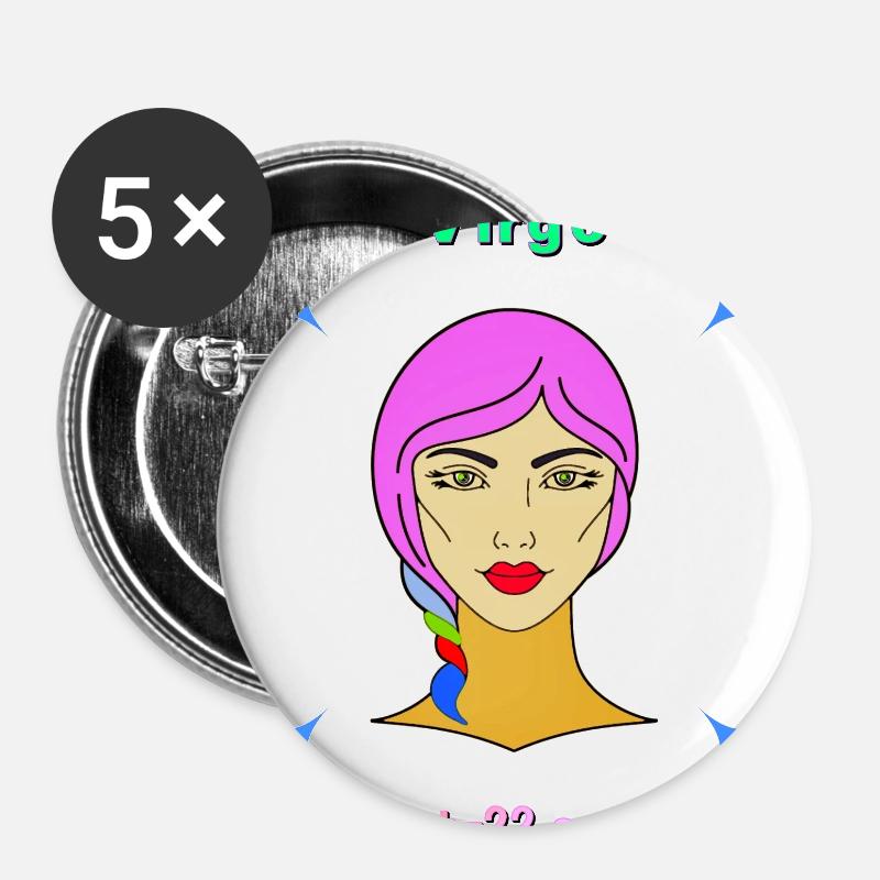 Fräulein - Buttons groß 56 mm (5er Pack) - Weiß