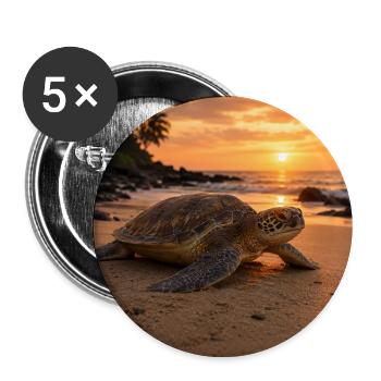 Sunset sea turtle - Buttons large 2.2''/56 mm (5-pack) - white - Front