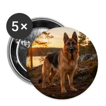 German Shepherd Dog at Sunset - Buttons large 2.2''/56 mm (5-pack) - white - Front