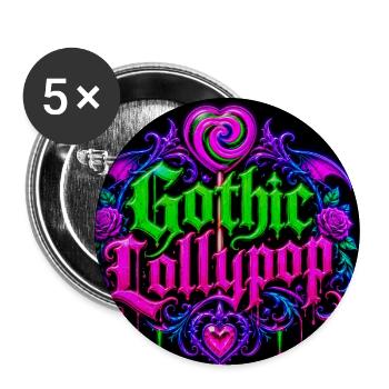 Gothic Halloween Neon Heart - Buttons large 2.2''/56 mm (5-pack) - white - Front