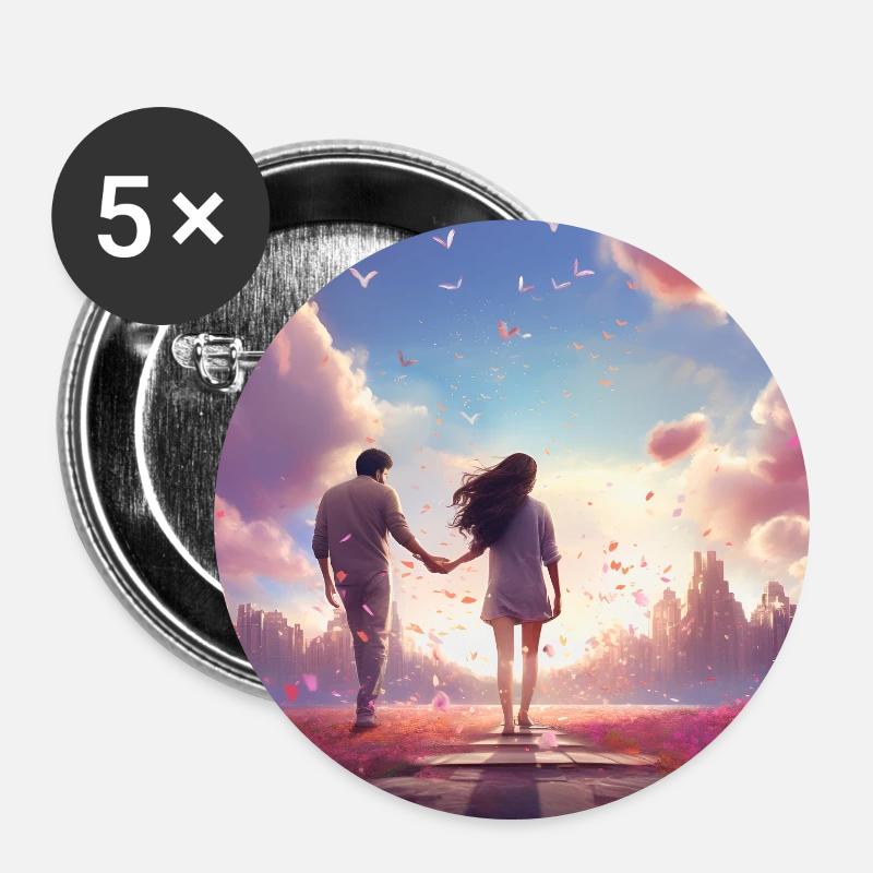 Evening Path of Love - Buttons large 2.2''/56 mm (5-pack) - white