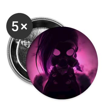 Neon-Gasmaske im Nachtlicht - Buttons groß 56 mm (5er Pack) - Weiß - Vorne