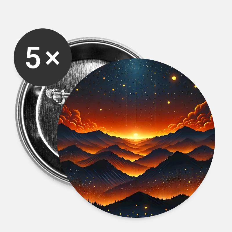 Glowing sunset over Bergen - Buttons large 2.2''/56 mm (5-pack) - white