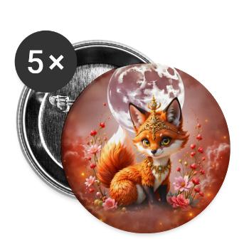 Lunar Fox mit Juwelen - Buttons groß 56 mm (5er Pack) - Weiß - Vorne