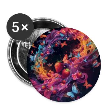 Colorful berries and butterflies - Buttons large 2.2''/56 mm (5-pack) - white - Front